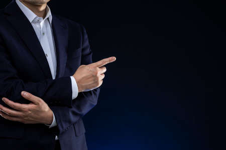 Businessman gesturing, Close up of male hand.の写真素材