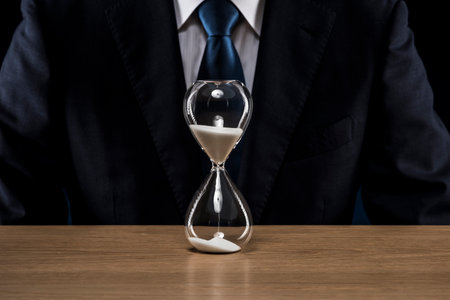 businessman and hourglass.の写真素材