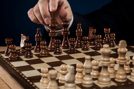 Men in suits playing chess.の写真素材