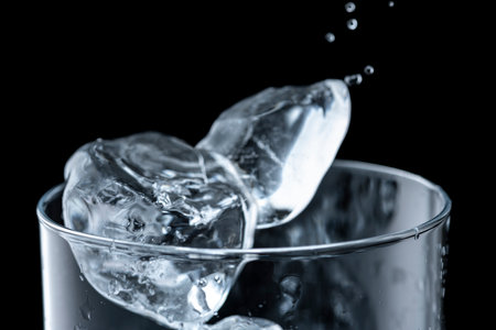 Japanese Shochu with water, on the rocks.の写真素材