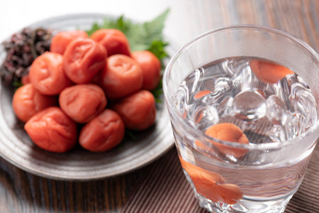 Hot water discount for shochu with umeboshiの写真素材