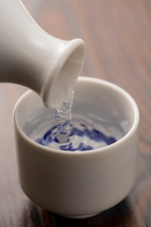 Cold sake on the tableの写真素材