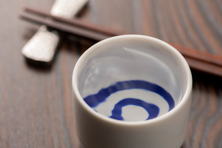 Cold sake on the tableの写真素材