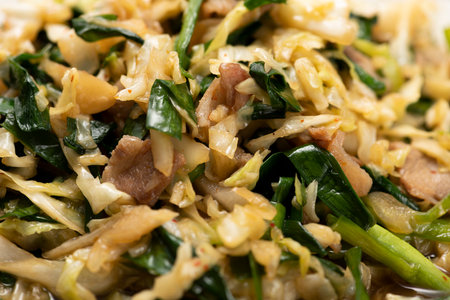 NIRABUTA. Stir-fried Chinese chive and pork. Japanese local food.の写真素材