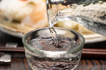 Sake, sake bottle and izakaya cuisineの写真素材