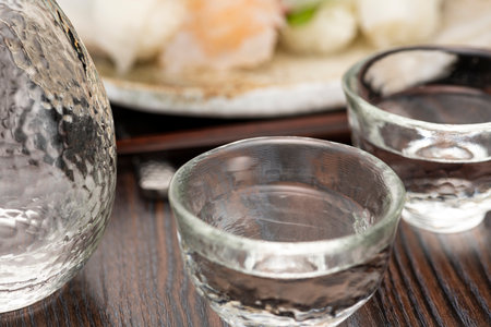 Sake, sake bottle and izakaya cuisineの写真素材