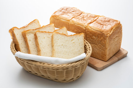 Sliced bread on the breakfast tableの写真素材