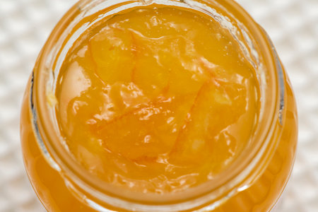 Jar of orange marmalade jamの写真素材