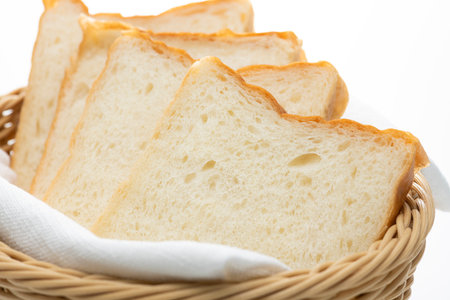 Sliced bread on the breakfast tableの写真素材