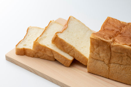 Sliced bread on the breakfast tableの写真素材