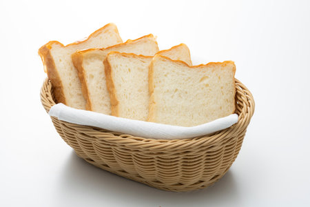 Sliced bread on the breakfast tableの写真素材