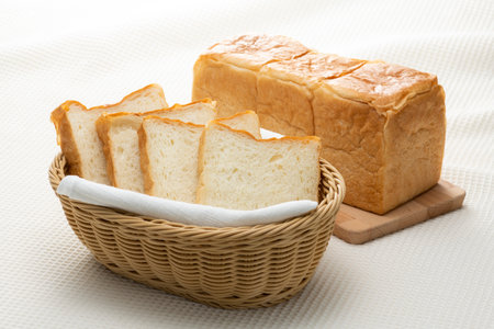 Sliced bread on the breakfast tableの写真素材