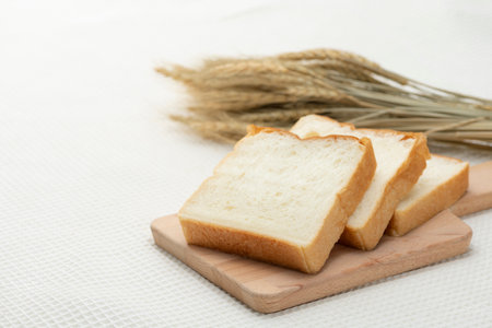 Sliced bread on the breakfast tableの写真素材
