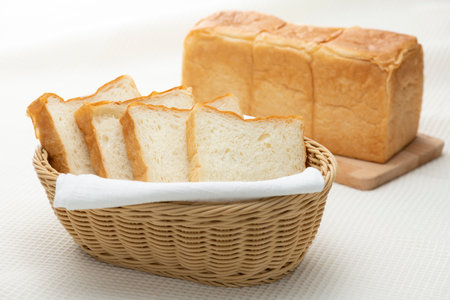 Sliced bread on the breakfast tableの写真素材