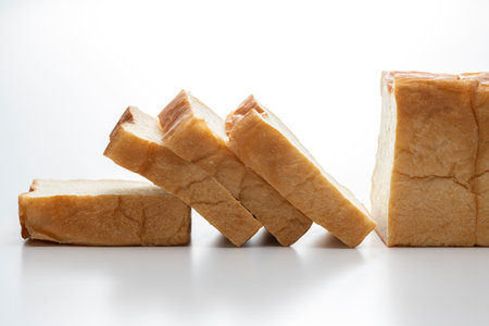 Sliced bread on the breakfast tableの写真素材