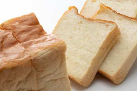 Sliced bread on the breakfast tableの写真素材