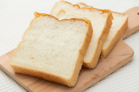 Sliced bread on the breakfast tableの写真素材