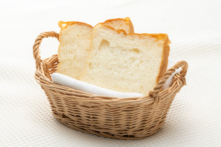 Sliced bread on the breakfast tableの写真素材