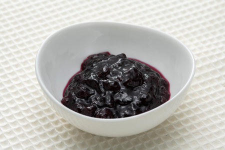 Blueberry jam on the tableの写真素材