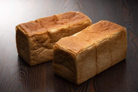 A loaf of bread on the tableの写真素材