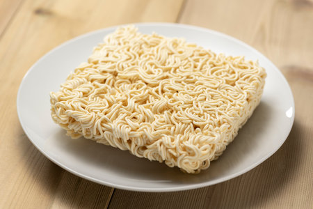 Add hot water and eat instant cup yakisobaの写真素材