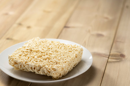 Add hot water and eat instant cup yakisobaの写真素材