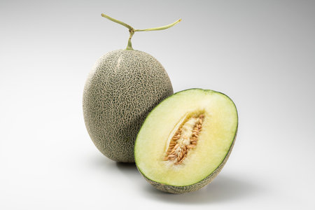 Close up of cut green melonの写真素材