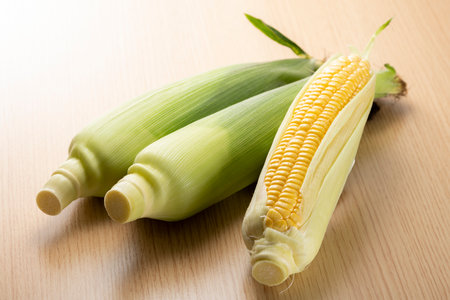 Fresh raw sweet corn.Sugo Taketa Oita Japan.の写真素材