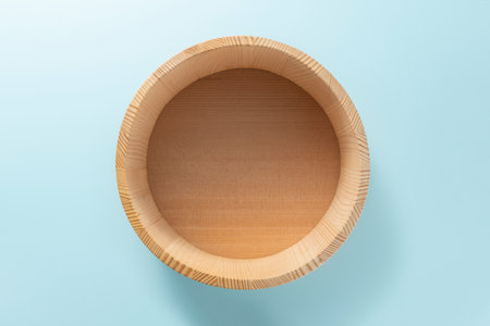 Japanese traditional wooden washbasin. Japanese hot springs.の写真素材