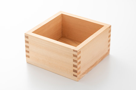 wooden masu on white backgroundの写真素材