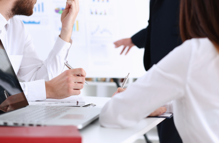 Training the employee with the help of third-party hired lecturers to help solve problems and responsibilitiesの写真素材