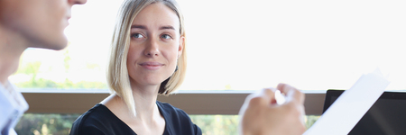 Businessman explains the policy of the enterpriseの写真素材