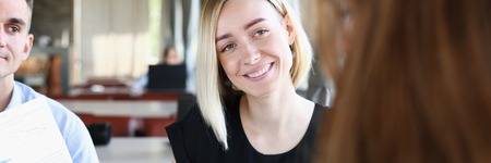 A group of people attending a seminarの写真素材