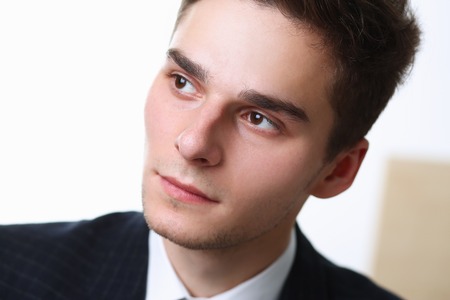 Businessman big facial portrait man single faceの写真素材