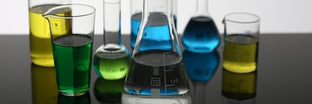 Chemical industry bulb with blue magenta