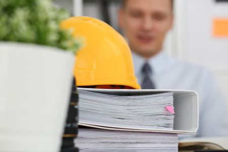 Businessman engeneer architect in officeの写真素材