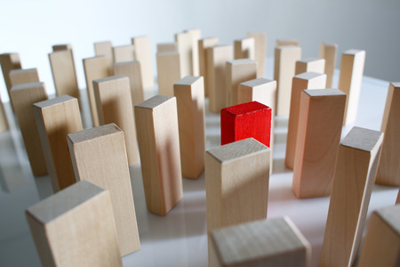 One red winner lottery wood block rowの写真素材