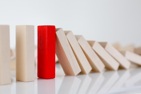 One red winner lottery wood block rowの写真素材