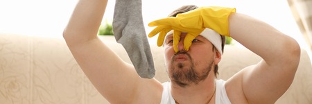 Young masculinity bachelor wife left aloneの写真素材