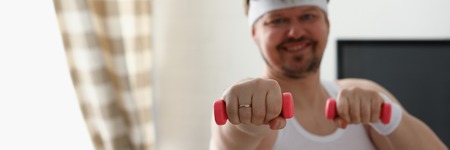 Young attractive man engaged in fitnessの写真素材