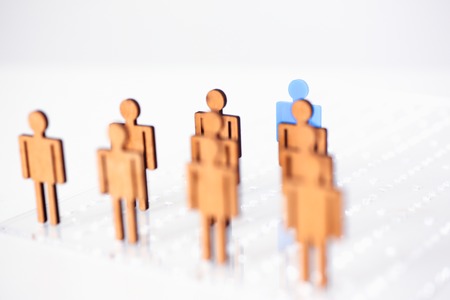 Blue figure silhouette man head of job seekersの写真素材