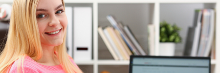 young beautiful woman read book study hard prepare for examの写真素材