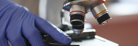 The head microscope on the background of