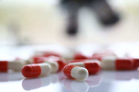 Tablets scattered on the table of the