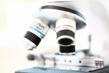 Head microscope on the background laboratoryの写真素材