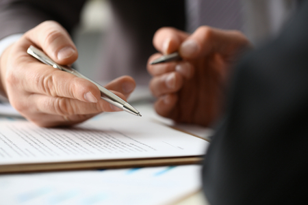 Male arm in suit and tie fill form clippedの写真素材