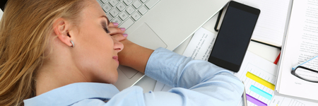 Lot of work wait for tired and exhausted woman