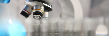 Head microscope on the background laboratory