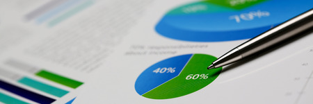 Financial statistics documents ball pen infographicsの写真素材