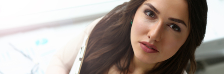 Adult beautiful happy smile fashion businesswomanの写真素材